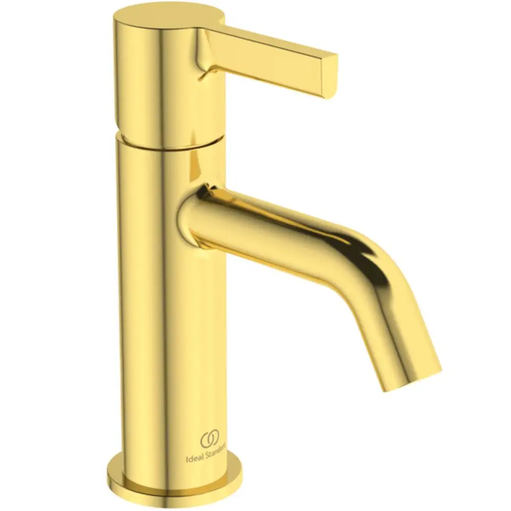 Waschtischarmatur mit hoher, schwenkbarer Auslauf für die Montage am Waschbecken, in Brushed Gold-Finish, mit idealer Gestaltung von Ideal Standard.